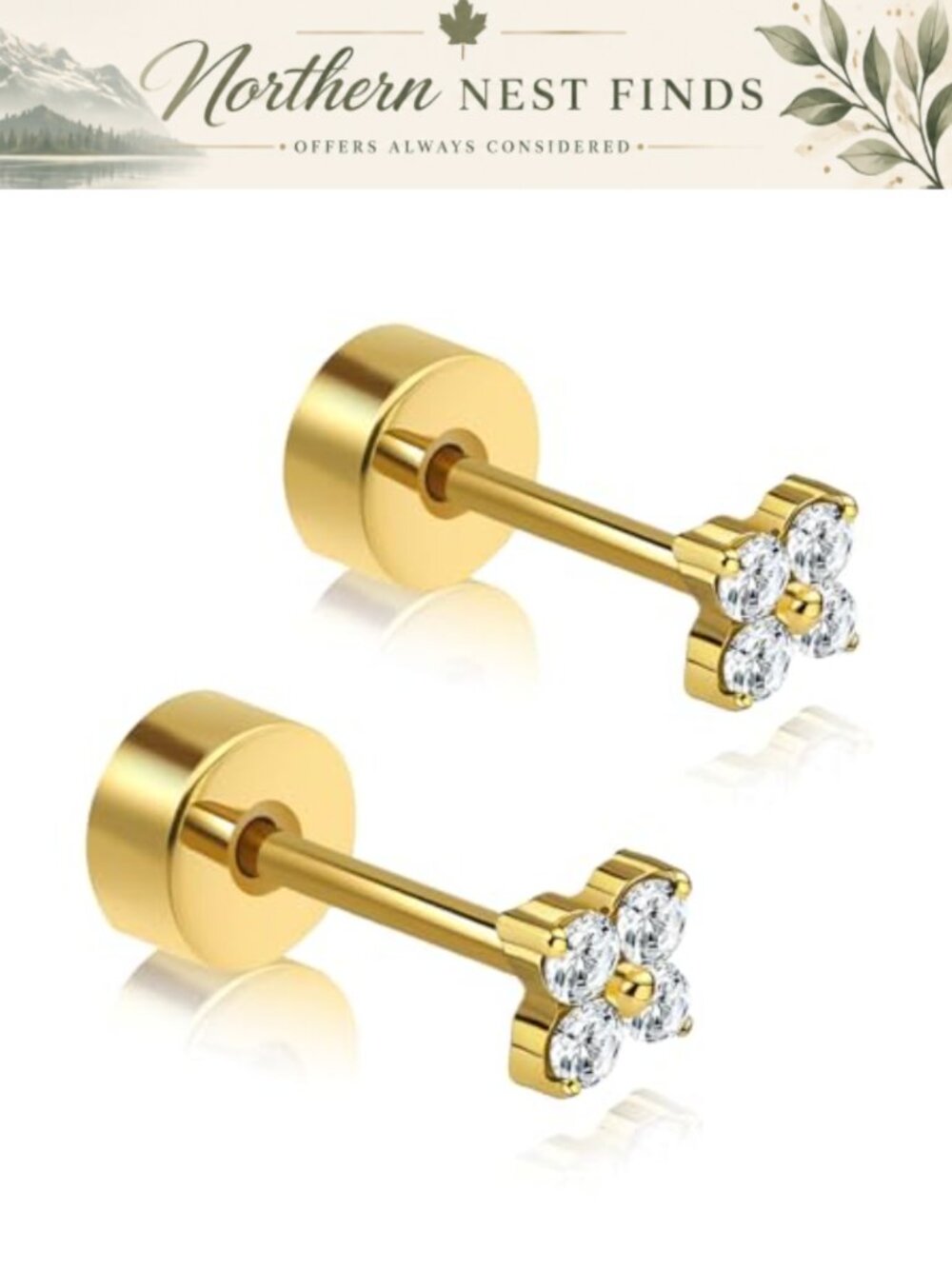 20G Titanium Flat Back Stud Earrings ASTM F136 CZ Halo Cartilage